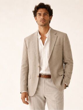 Claiborne 100% Linen Tailored Blazer Quiet Luxury Minimalist Size L